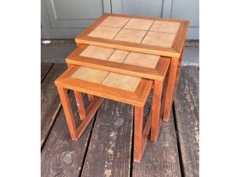 Vintage Mid Century Tile Inset Stacking Tables