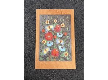 Colorful Signed Mid Century Danish Floral Tile