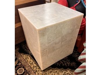 Vintage Hollywood Regency Tessellated Cube Side Table Art Pedestal Stand