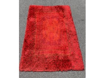 Fabulous Mid Century Bold Red Shag Carpet Rug