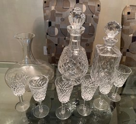 Crystal Decanters  6 Waterford Claret Stems