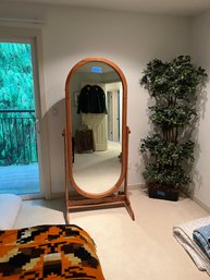 Large Oval Oak Standing Mirror