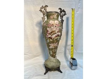Kelva Moss Green / Large Pink Flowers Vase - 17.25'