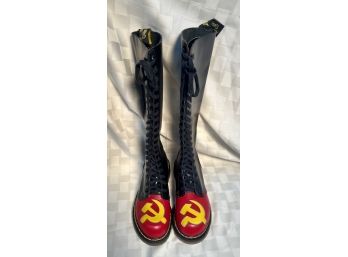 Vintage Doc Martens Russian Lace Up Boots 'hammer & Sickle' - New Old Stock