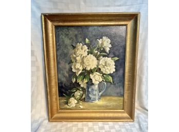 Alexis Pencovic 'White Roses' Oil Painting - Listed Artist