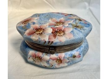 C F Monroe Nakara Blue / Pink Floral Oval Jewel Box