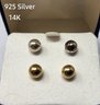 925 Silver 14K Gold Ball Shaped Stud Earrings