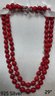 925 Sterling Silver 29' Red Beaded Necklace
