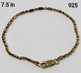 925 Silver With Gold Plate 7.5 In Bracelet