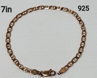 .925 Silver With Gold Plated Bracelet  7' Inch Bracelet