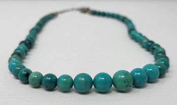 925 Silver  21' Necklace  Blue-green Turquoise Beads