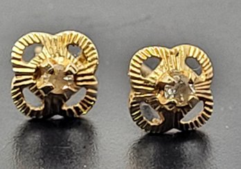 Vintage 14K Yellow Gold  Diamonds  No Backs For Earrings  0.8g Total Weight