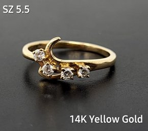 SZ 5.5 14K Yellow Gold  Diamond Accents Ring 1.8 G