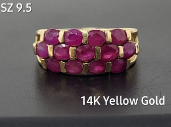 SZ 9.5 14K YELLOW GOLD  Purple Gemstones