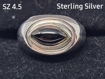 Size 4.5 Sterling Silver Ring  Black Gemstone