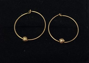 Yellow Gold Hoop Earrings With Beads