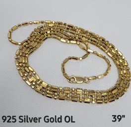 925 Silver With Gold Plate/Overlay 39in Chain Necklace