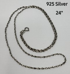 925 Sterling Silver Necklace  24' Chain