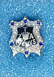 10K Zeta Tau Alpha Pin With Pearl And Sapphires
