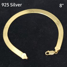 925 Silver With Gold Overlay  8' Bracelet