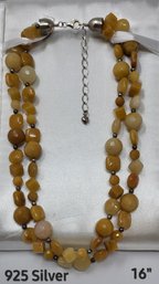 16' .925 Sterling Silver Amber/scotch Beaded Necklace