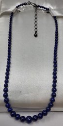 925 Silver  18' Blue Beaded Necklace