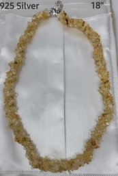 925 Silver 18' Yellow Citrine Beaded Necklace