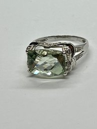 Sterling Silver With Real Gemstone Gemstone Is 5/8' By 3/8' Size 10