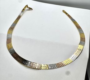 Gold On Sterling Silver .925 TRI-color Gold Silver White Necklace