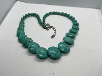Jay King DTR Mine Finds Turquoise Graduated Disc Necklace Sterling Silver .925 Broken Bead
