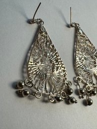 .925 Sterling Silver Dangle Earrings Vintage Estate Jewelry