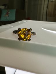 Sterling .925 And 18 Kt Gold Ring Estate Jewelry