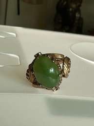 Gold Plated Ring With Green Gemstone Size 6.25