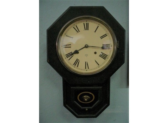 Antique Ansonia Spring Driven Regulator Wall Clock, Time & Strike