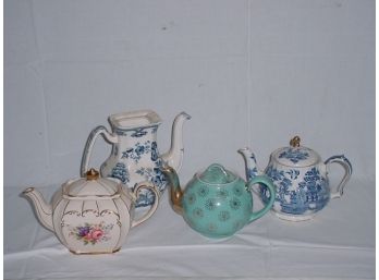 Group Of 4 China Teapots, 3 English, 1 Hall
