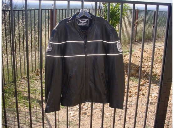 'Street Legal' (XXL) Leather Jacket, Harley Davidson And POW-MIA Attached Patches   (210)
