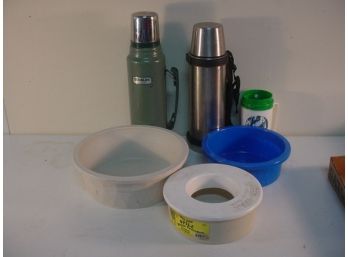2 Thermos Bottles, Dog Non-Spill Dish, Bowls, Cup   (239)