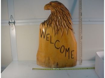 Carved Eagle Welcome Sign In Pine, 30'H  (214)