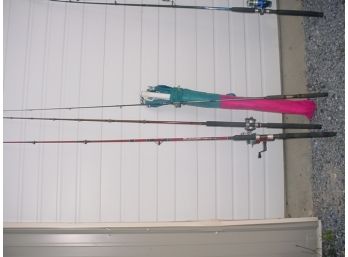 3 Fiberglass Fishing Rods  (195)