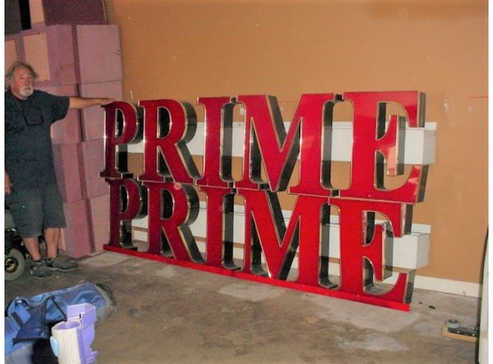 Two Section Electric Sign From Prime Movie Theater, Anderson, CA, 25'x 112' Each  (263)