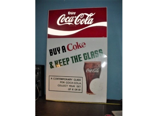 Very Large 3’x 5.5’ Painted Metal Coca Cola Sign   (283)