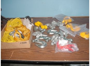 Box Of Ropes, Tow Rope, Assorted 1/2' Cleors Evis Grab Hooks With Cradle  (252)