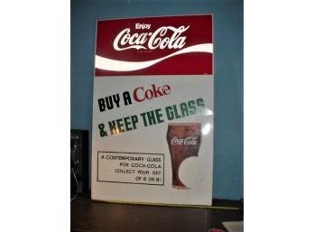 Very Large 3’x 5.5’ Painted Metal Coca Cola Sign   (283)