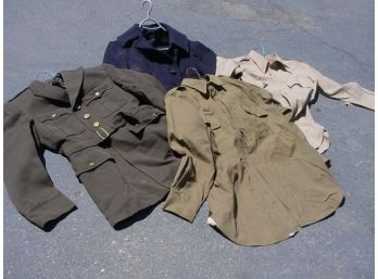 2 Military Shirts, Jacket And Pea Coat, Wear On Jacket And Pea Coat  (205)