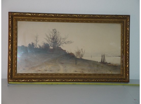 Framed Lithograph 'Coast Guard Cottage', 23'x 13'   (41)