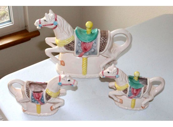Carousel Horse Teapot, Creamer & Sugar  (67)