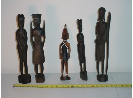 Group Of 5 Besmo Hand Carved African Figurines From Kenya  (102)