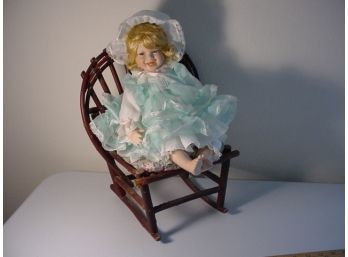 15' Doll (as Is) In Bentwood Chair