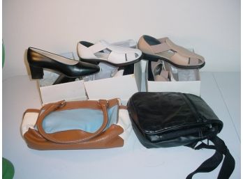 3 Pair Shoes Size 8M (B), Purse, Shoulder Bag  (13)