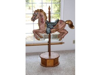 Carousel Composition Horse On Wood Stand, 4' 4' Tall Overall  (69)